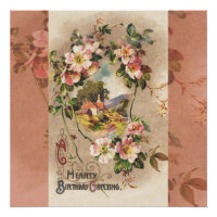 Vintage 1800s Victorian Birthday Floral Country