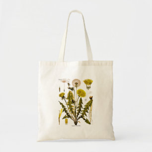 Vintage 1800s Yellow Dandelion Gone to Seed Floral Tote Bag