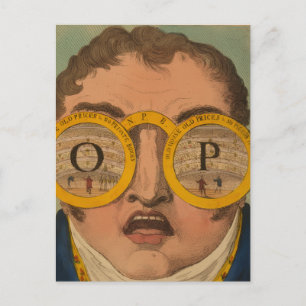 Vintage 1809 Book Man w Opera Glasses PostCard