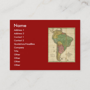 Vintage 1826 South America Map by Anthony Finley Business Card