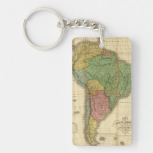 Vintage 1826 South America Map by Anthony Finley Key Ring