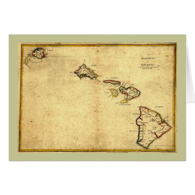 Vintage 1837 Hawaii Map -  Hawaiian Islands (Front Horizontal)