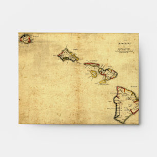 Vintage 1837 Hawaii Map - Hawaiian Islands Envelope