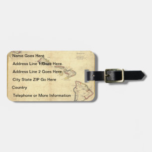 Vintage 1837 Hawaii Map -  Hawaiian Islands Luggage Tag