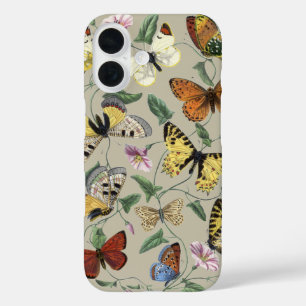 Vintage 1842 Butterfly Moth Botanical Floral Art iPhone 16 Case