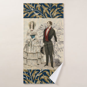 Vintage 1844 Victorian Wedding Illustration Bath Towel Set