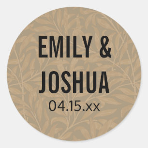 Vintage 1844 Victorian Wedding Illustration Classic Round Sticker