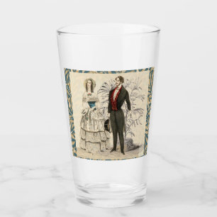 Vintage 1844 Victorian Wedding Illustration Glass