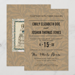 Vintage 1844 Victorian Wedding Illustration Invitation
