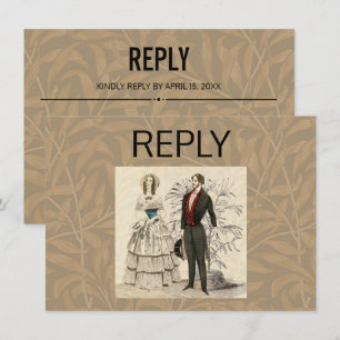 Vintage 1844 Victorian Wedding Illustration Invitation