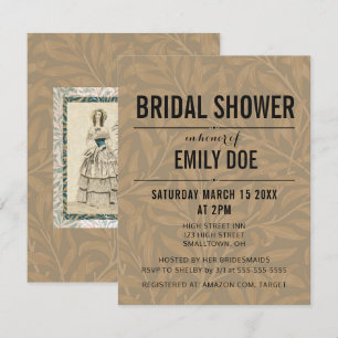 Vintage 1844 Victorian Wedding Illustration  Invitation