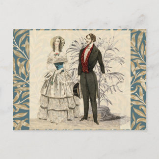 Vintage 1844 Victorian Wedding Illustration Postcard