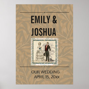 Vintage 1844 Victorian Wedding Illustration Poster