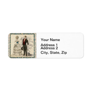 Vintage 1844 Victorian Wedding Illustration Return Address Label