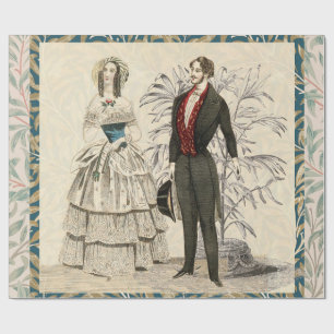 Vintage 1844 Victorian Wedding Illustration Wrapping Paper