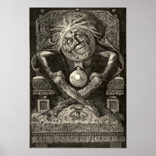 Vintage 1853 Art to Jules Verne's Zacharius Poster