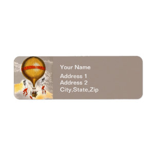Vintage 1880 Lachambre Hot Air Balloon Art Return Address Label