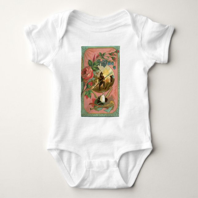 Vintage 1880's Fireman Firefighter Cover Baby Bodysuit (Front)