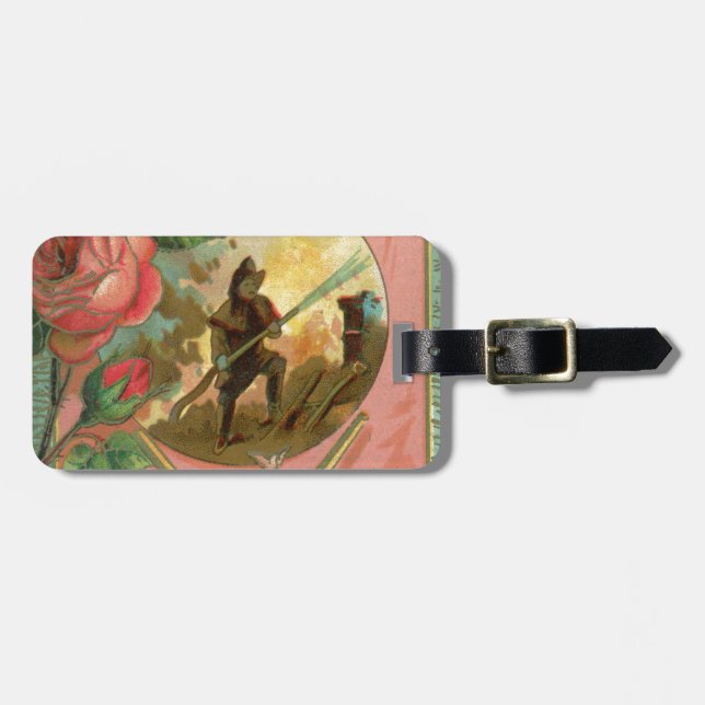 Vintage 1880's Fireman Firefighter Cover Luggage Tag (Front Horizontal)