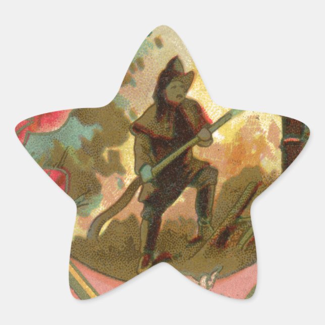 Vintage 1880's Fireman Firefighter Cover Star Sticker (Front)