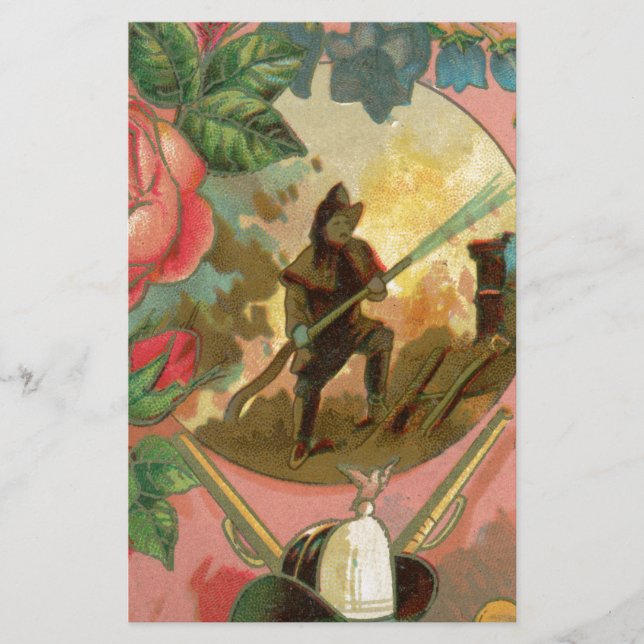 Vintage 1880's Fireman Firefighter Cover Stationery (Front)