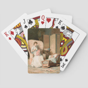 Vintage 1888 Mother and Sleeping Baby, Restored Playing Cards
