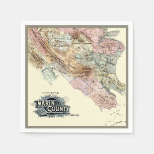 Vintage 1890 Map of Marin County Napkin
