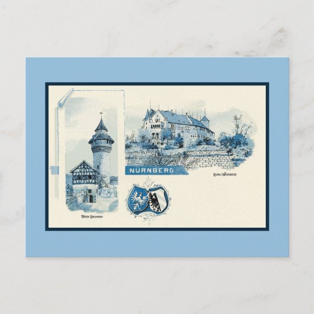 Vintage 1890s litho Nuernberg Nuremberg Postcard (Front)
