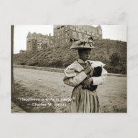 Vintage 1890's Photo Girl with PUppy Dog! Quote
