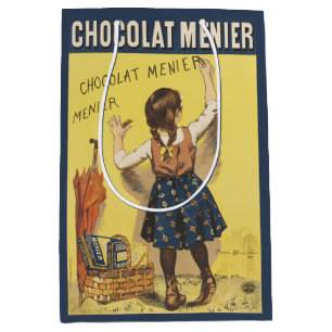 Vintage 1892 Chocolat Menier French Girl Art Medium Gift Bag