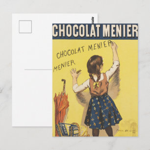 Vintage 1892 Chocolat Menier French Girl Art Postcard