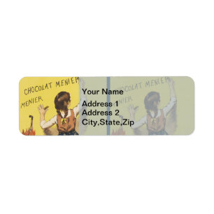 Vintage 1892 Chocolat Menier French Girl Art Return Address Label