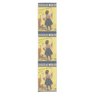 Vintage 1892 Chocolat Menier French Girl Art Short Table Runner
