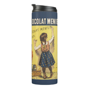 Vintage 1892 Chocolat Menier French Girl Art Thermal Tumbler