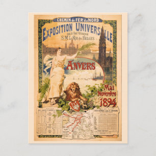 Vintage 1894 Antwerp World Exposition Postcard