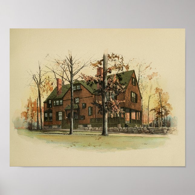 Vintage 1895 Artistic House Painting Colour Print (Front)
