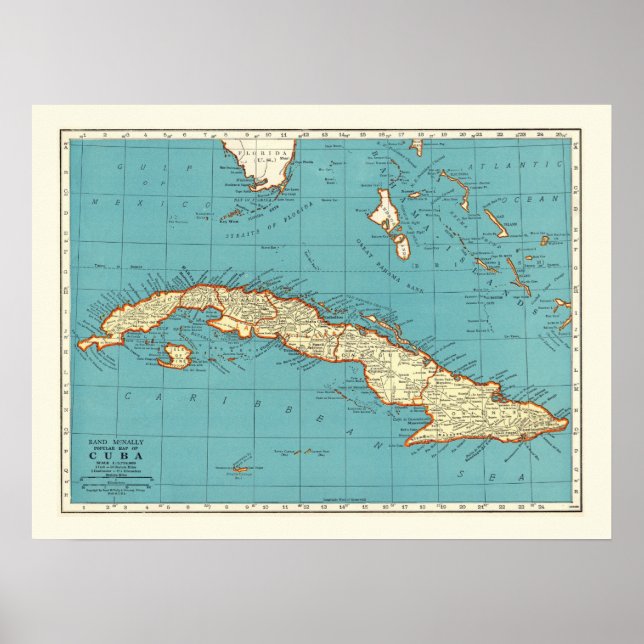 Vintage 18x24 Map of Cuba Poster (Front)