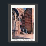 Vintage 1900 Cairo Egypt After the Midday Prayer Postcard<br><div class="desc">Watercolor drawing from a 1907 travel guide,  retouched and restored.
 Leaving the mosque after the midday prayer.</div>