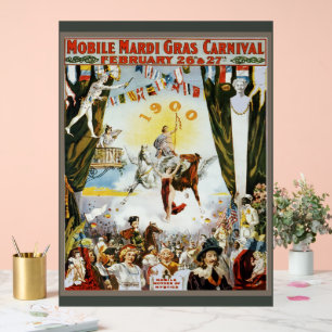Vintage 1900 Mobile Mardi Gras Carnival Poster Art