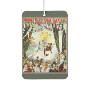 Vintage 1900 Mobile Mardi Gras Carnival Poster Art Car Air Freshener