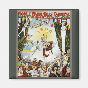 Vintage 1900 Mobile Mardi Gras Carnival Poster Art Magnet