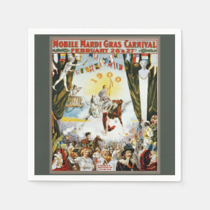 Vintage 1900 Mobile Mardi Gras Carnival Poster Art Napkin