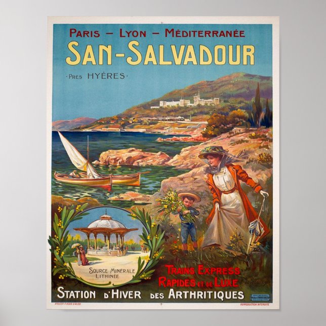 Vintage 1900 San Salvadour Travel Poster (Front)