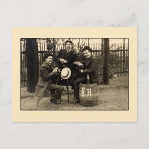 Vintage 1900s beer drinking buddies photo postcard