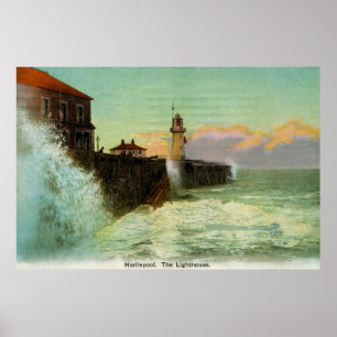 Vintage 1900s Hartlepool The lighthouse Poster