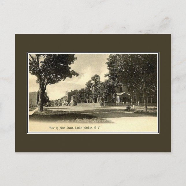 Vintage 1900s Main Street Sackets Harbour NY Postcard (Front)