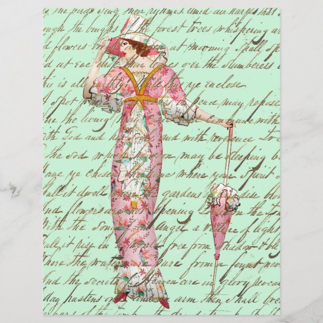 Vintage 1900's Woman Umbrella Old Script Writing (Front)