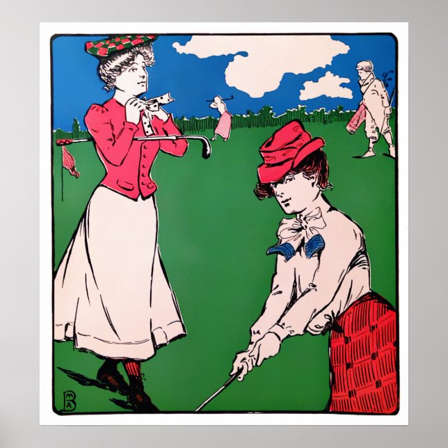 Vintage 1901 Woman Golfer Print (Front)