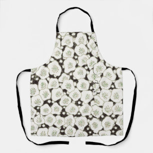 Vintage 1902 Japanese Floral: Black White Blossom Apron