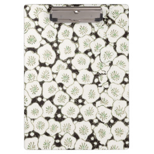 Vintage 1902 Japanese Floral: Black White Blossom Clipboard